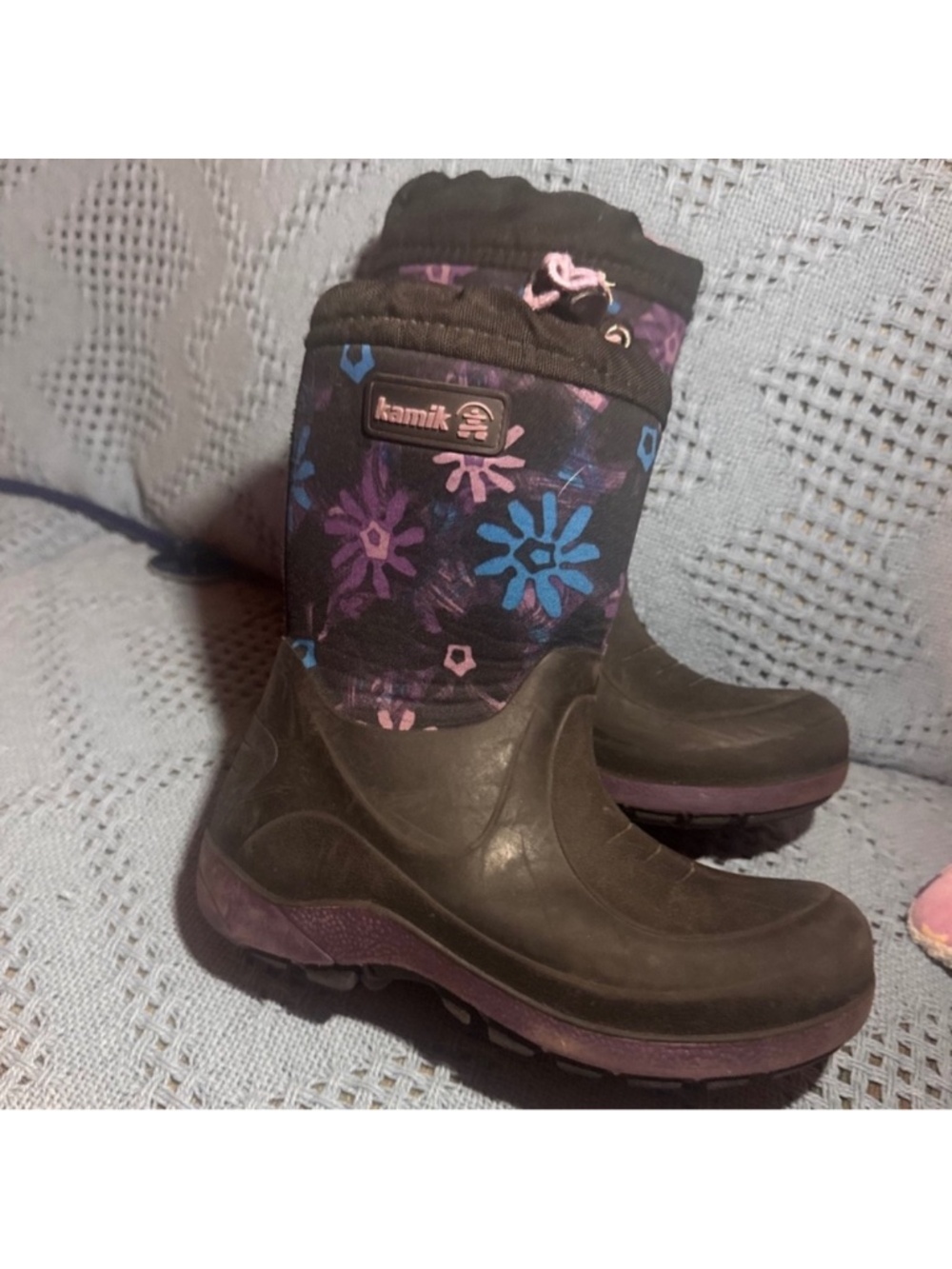 Kamik Kids' Purple and Black Rain Boots toddler size 13